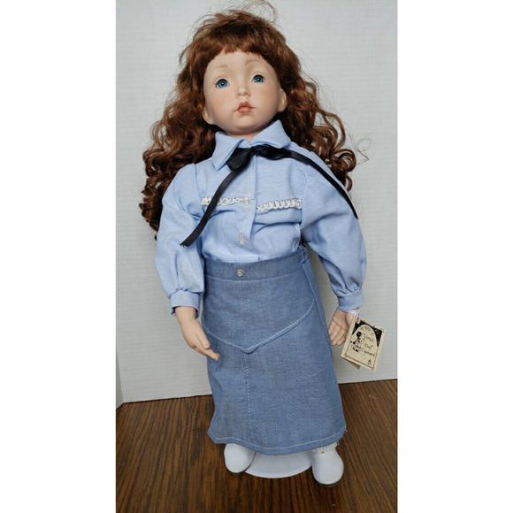 Brown Haired 19 Inch Cowgirl Porcelain Doll From Vera's Doll Cupboard - Picture 1 of 8